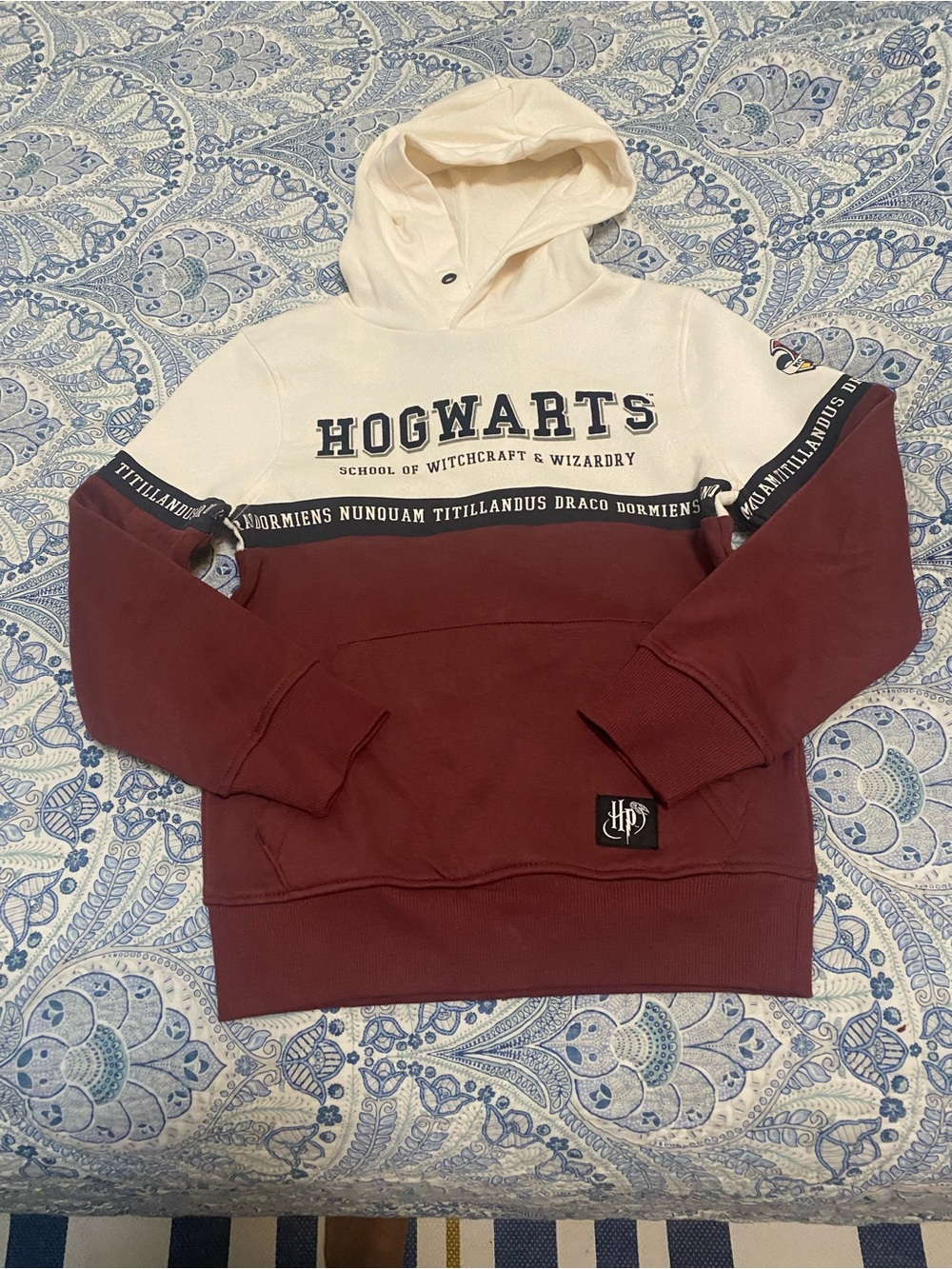 Harry Potter Hogwarts school Two-Tone Maroon and Cream Hoodie